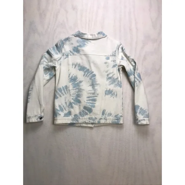 Altar'd State Blue Ivory Tie Dye‎ Denim Jacket J1283DNAS Small Cloud Wash Boho - Image 11