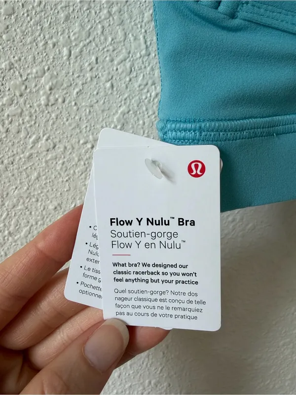 Lululemon Flow Y Bra Nulu Light Support A–C Cups Washed Blue Size 4 Sporty Yoga - Image 5