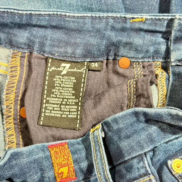 7 For All Mankind Dark Blue Distressed Skinny Jeans size 24 - Image 5