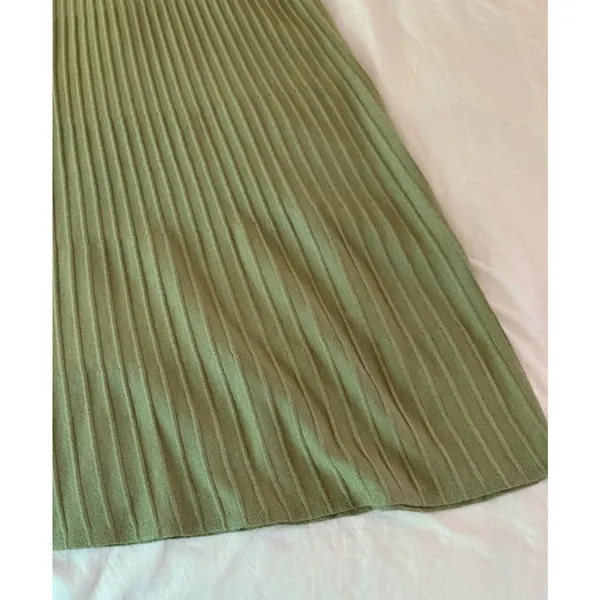 BTFBM Dress Womens Size L Ribbed Midi Knit Dress Olive Green Sleeveless NWT - Image 4