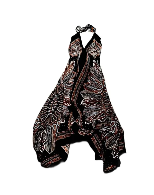 Paisley Boho Asymmetrical Maxi Dress - Image 2