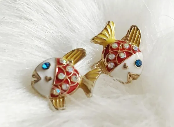 Icing MERMAIDMERCHANT Boutique Nautical Jeweled Fish Enameled Stud Earrings - Image 2