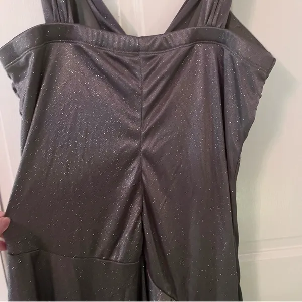 Y2K Vintage Charlotte Russe Grey Sparkle Asymmetrical Evening Dress - Image 7