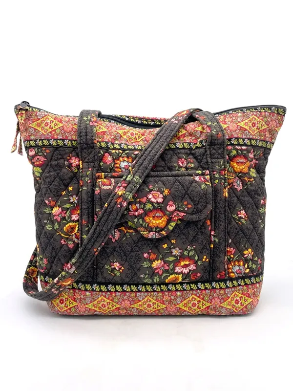Vera Bradley Chocolat Villager Scalloped Tote Bag Brown Floral Vintage 2003 Y2K - Image 12