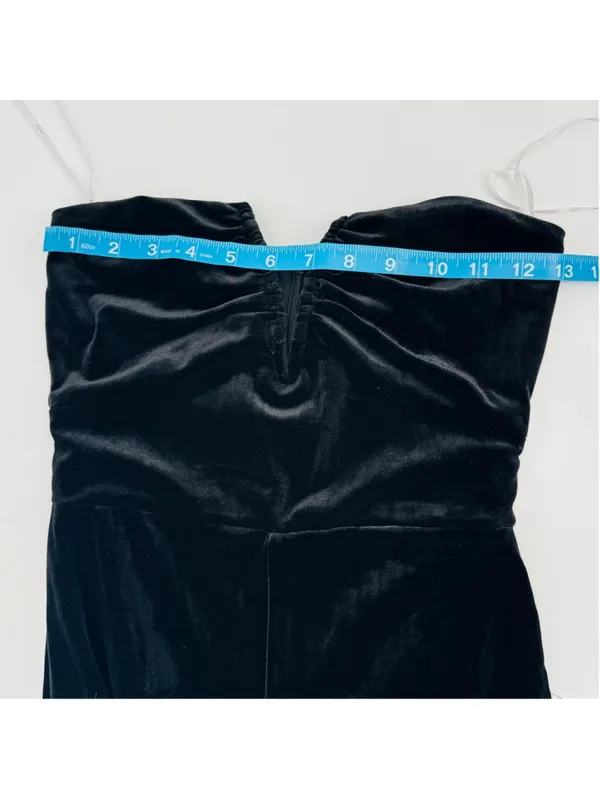 NWT Lulus Black Velvet Moody at Midnight Strapless Notched Jumpsuit XS - Image 5