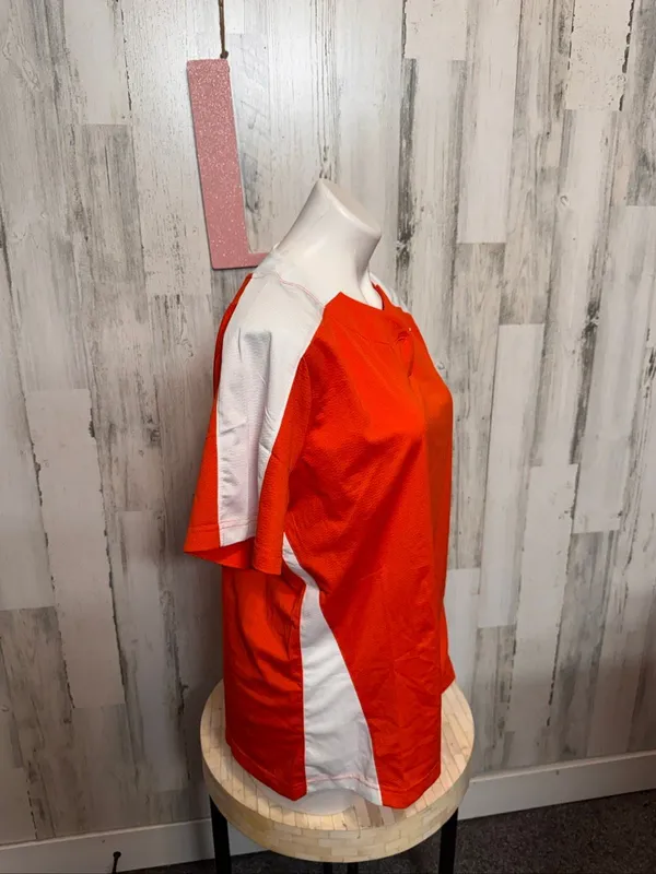 Nike Team Softball Jersey Shirt Womens L Orange White Colorblock Dri-Fit Top - Image 3