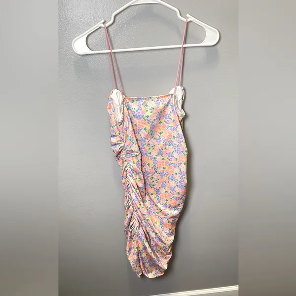 Princess Polly NEW Catarina Purple‎ Pink Floral Ruched Bodycon Dress Size 8 - Image 2