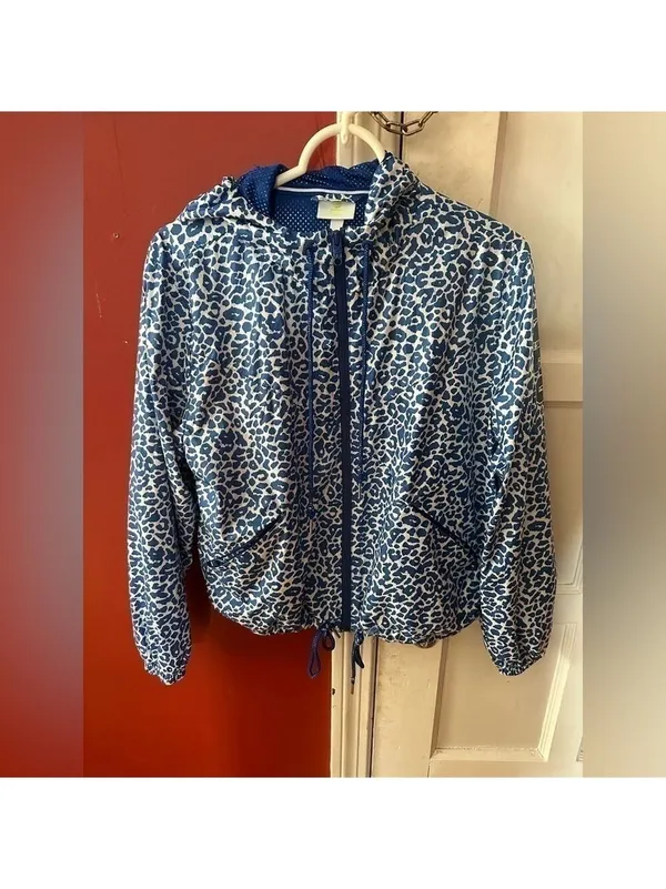 Adidas NEO Blue White Animal Print Wind Breaker Zipper Jacket - Image 9