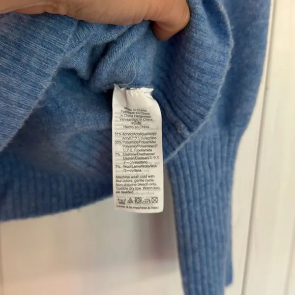J.crew blue wool blend puff sleeve sweater small - Image 5