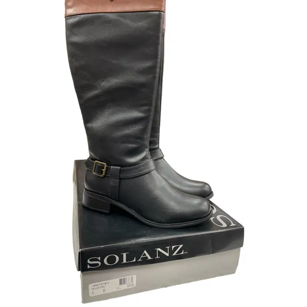 Solanz Womens Gretchen Black Side Zip Tall Boots Size 9M SKU1556 - Image 2