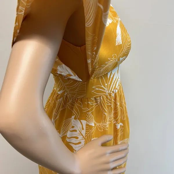Lulus Open Back Golden Yellow Long Maxi Dress with Flutter Sleeves size S - Image 5
