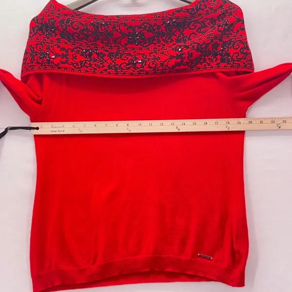 Anne Klein Off The Shoulder‎ Sweater Red XL - Image 10