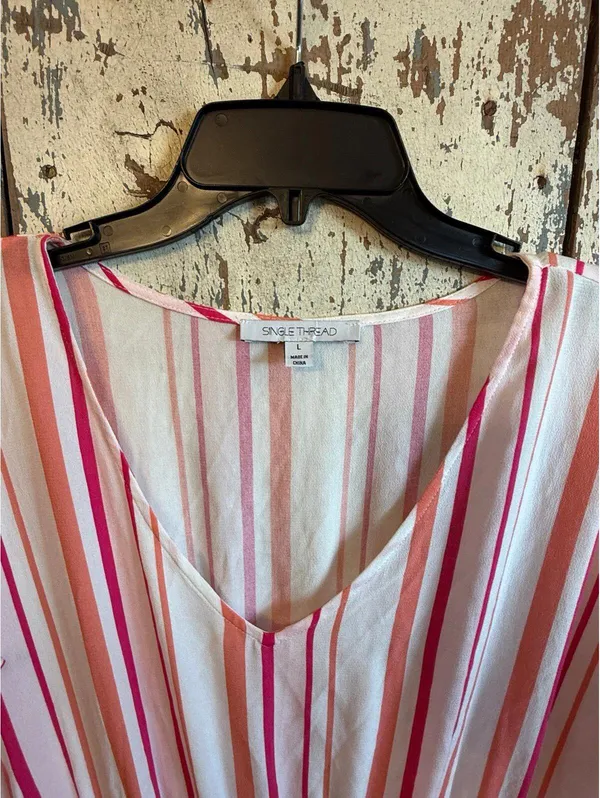 NWOT Single Thread pink and white striped midi dress size Large - Image 4