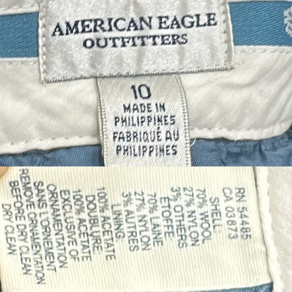 VTG Y2K American Eagle Green Tweed Wool-Blend Low-Rise Mini‎ Skirt Preppy Medium - Image 10