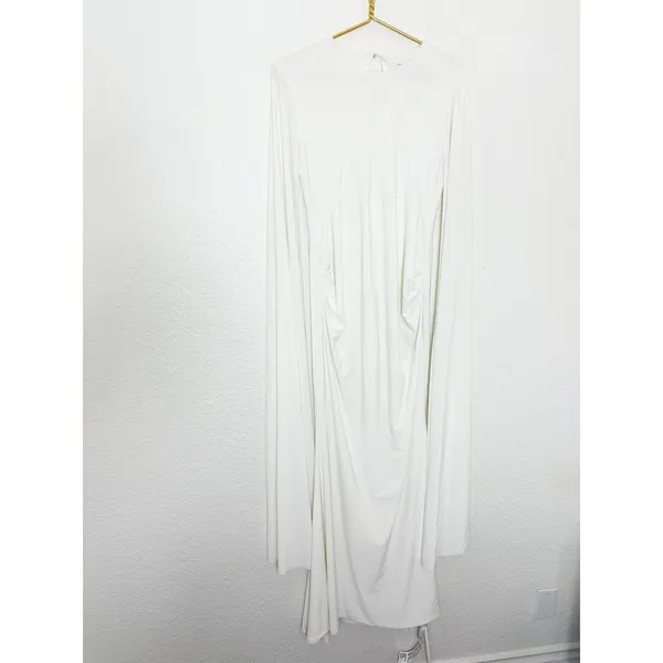 Club L London Divine Timing White Maternity Maxi Dress Cape Sleeves Size 10 - Image 4
