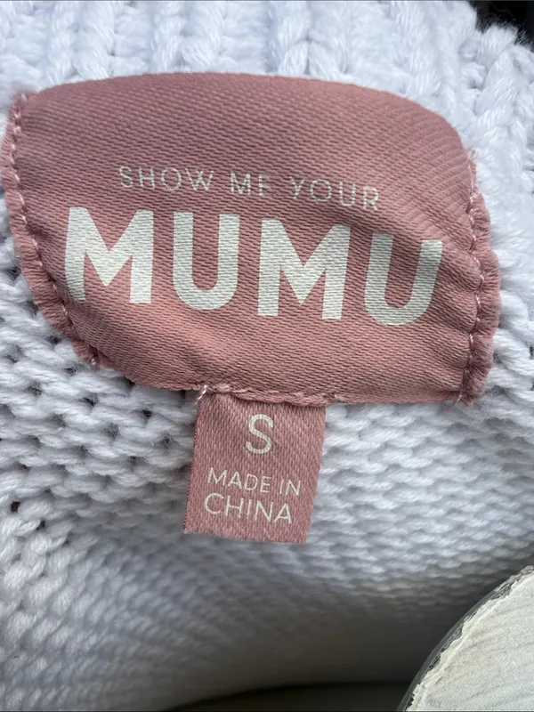 Show Me Your MuMu White Knit Tank with Red, White & Blue Flag Graphic Size Small - Image 2