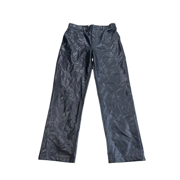 Abercrombie 90s Straight Vegan Leather Pants Womens 32 14 Ultra High Rise Black - Image 2