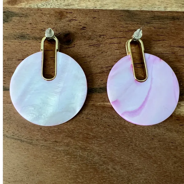 Kendra Scott Diane Earrings gold pink mother-of-pearl statement modern circle - Image 5