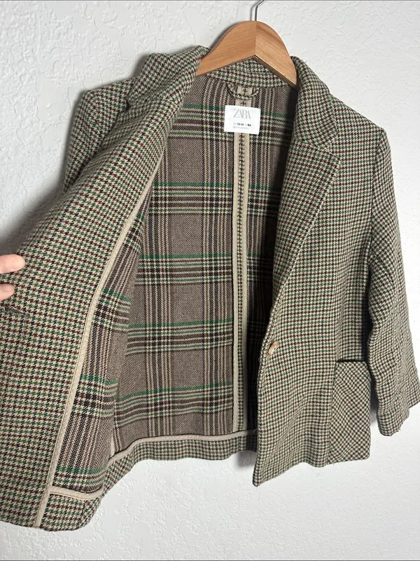 Vintage Zara Houndstooth Single Button Blazer Crop Academia Collegiate Business - Image 6