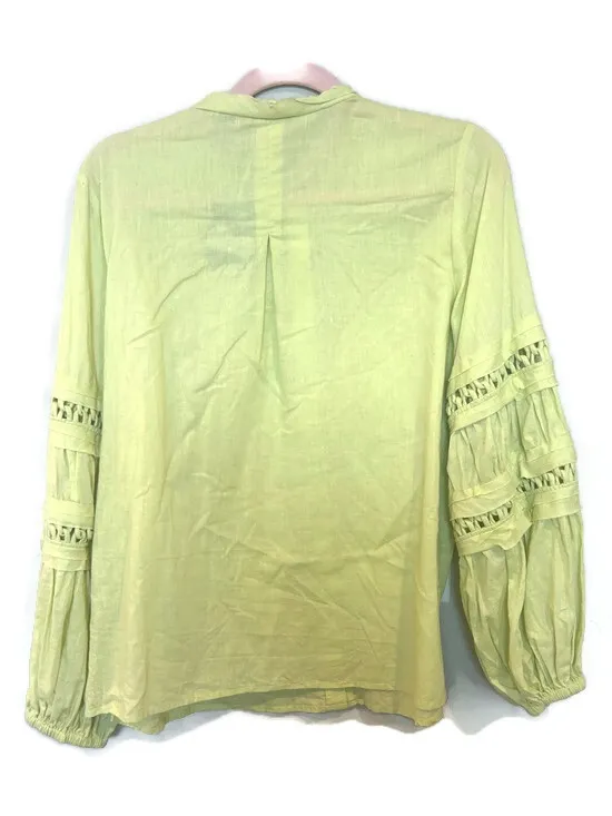 Elie Tahari Linen Cotton Statement Sleeves Button front Top Blouse - Image 2