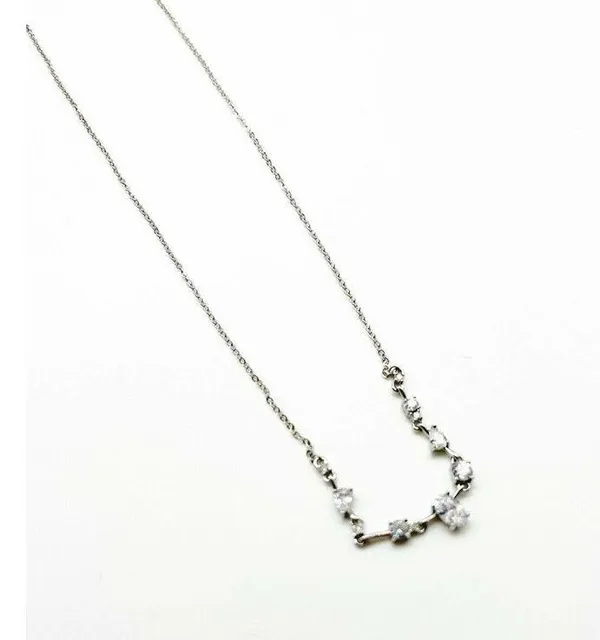 NWT Nordstrom Silver Tone Cubic Zirconia Chain Link Necklace - Image 2