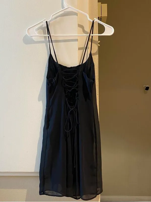 Urban Outfitters Black Lace-Up Back Mini Dress, size XS - Image 5