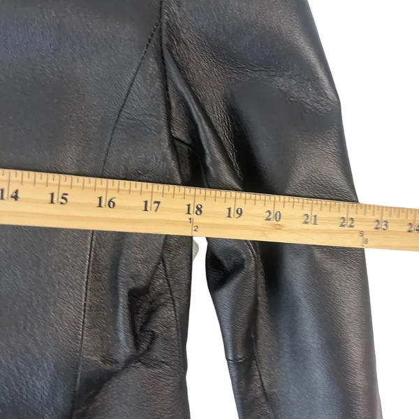 American Leather USA Vintage 90s Women's Size Large Black Button Up‎ Jacket Coat - Image 6