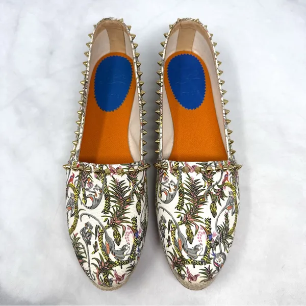 Christian Louboutin Loubi Jungle Ares Spike Studded Flat Espadrille Shoes 41 - Image 4