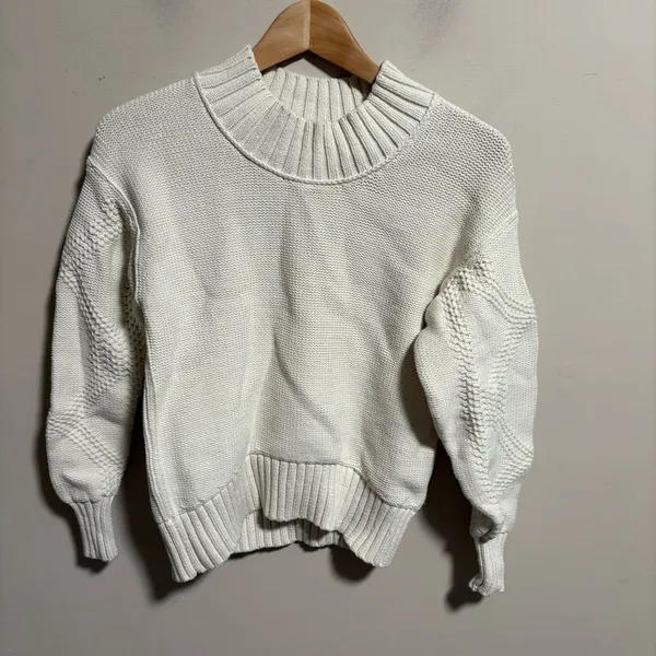 Everlane The Texture Cotton Cable Sweater in Bone - Size XS - Image 3