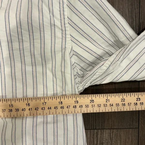 Brandy Melville Pinstripe Button Down Shirt White Blue Red Oversized One Size - Image 4