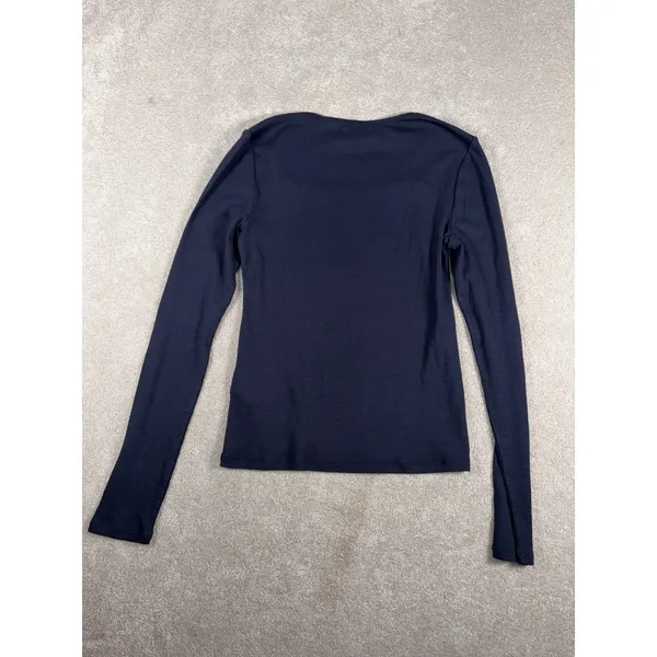 Madewell Shirt Womens Large Blue Square‎ Neck Long Sleeve Stretch Knit Top - Image 8