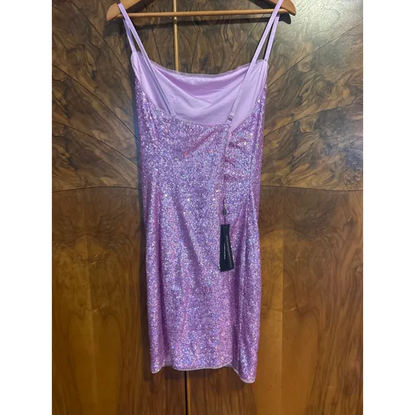BCBG MAX AZRIA Sequin Cowl Mini Slip Dress PARTY Size L Large Lavender NWT - Image 4