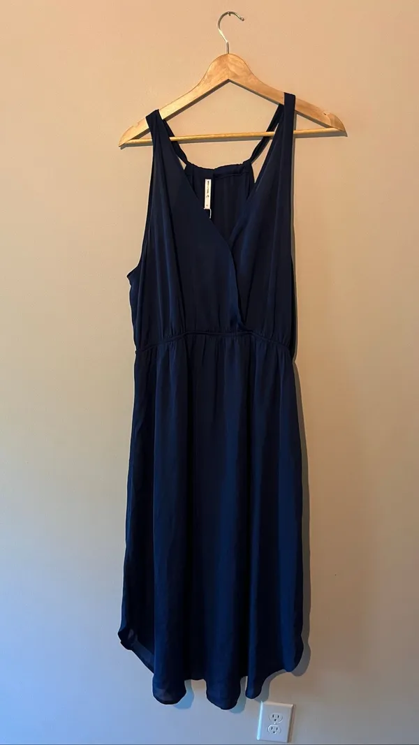 NWT Beachsissi Navy Blue Sleeveless V-Neck Elastic Waist Midi Dress Size XL - Image 2