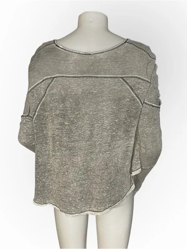 WE THE FREE Macchiato Top Grey Burnout Long Sleeve High Low Hem Oversize Size XS - Image 7