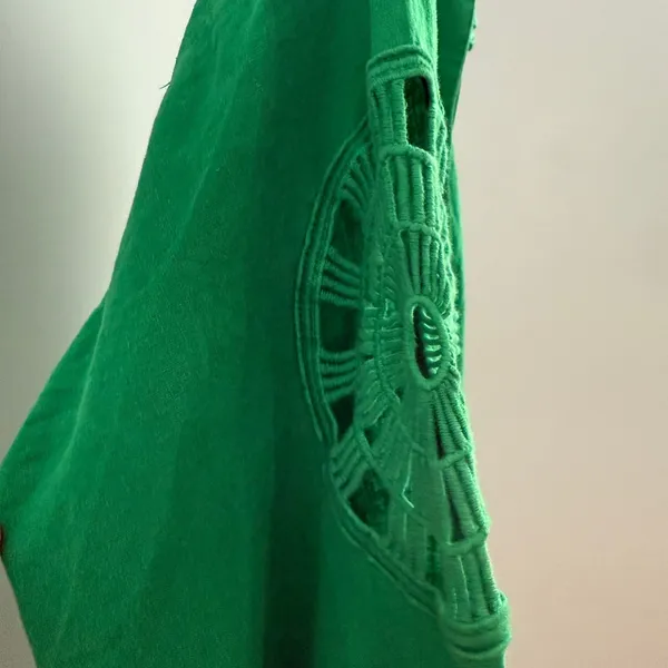YFB Young Fabulous & Broke Green Embroidered Sleeve‎ Button Down Dress XS - Image 5