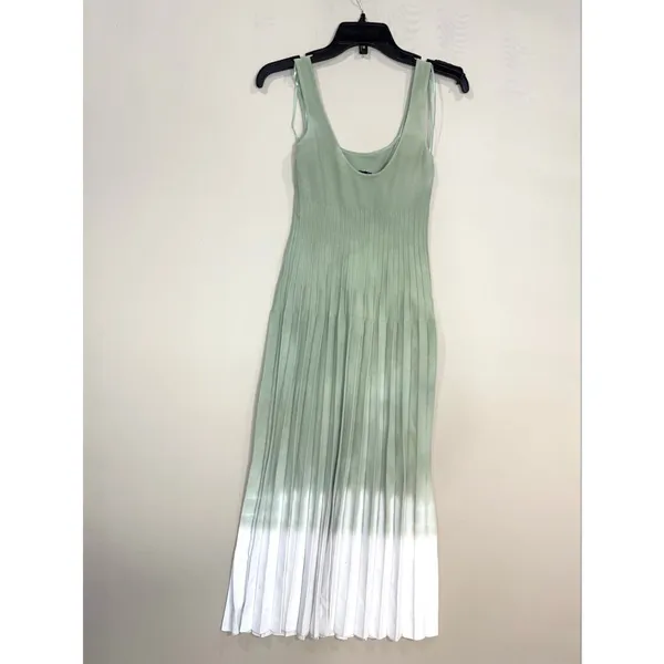 Staud Ellison ombre pleated Midi Dress Jade Tie Dye Small - Image 7