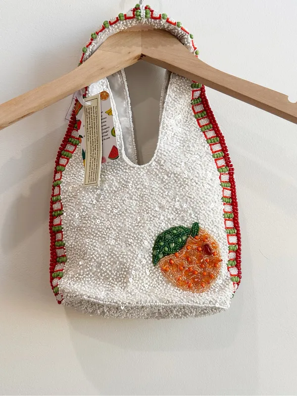 NWT Viral Aperol Spritz Beaded slouchy Shoulder Bag Handcrafted India hobo bag - Image 4