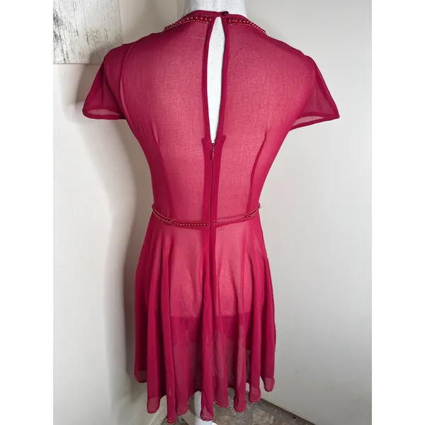 Vintage Beaded Mesh Keyhole Mini Dress - Y2K Fairycore Whimsygoth Read - Image 4