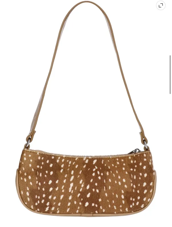 No Boundaries Women's Spotted Brown Shoulder Bag - Chic Cowhide/Doe Look - Image 2