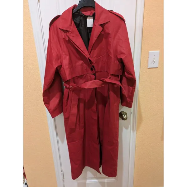 London Fog By Wamsutta Thinsula Lined Red Trench Coat Woman’s 8 Regular - Image 2
