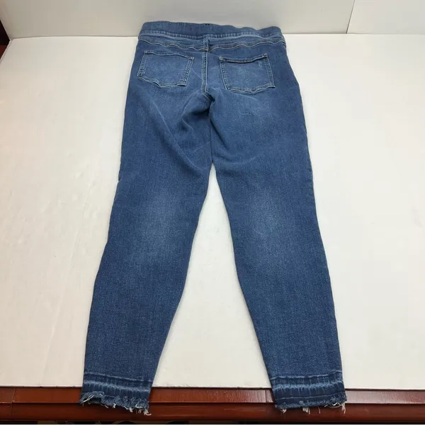 Spanx Skinny Jean Womens Large Blue Distressed Pull-on‎ Stretch Blue Denim - Image 11