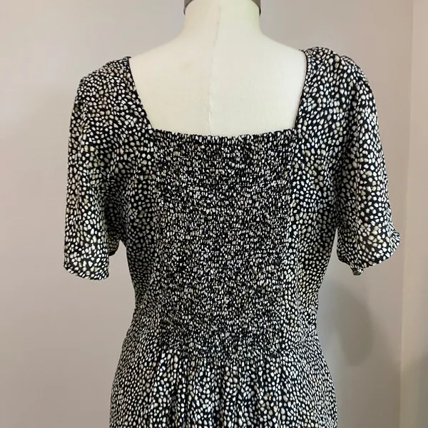 Abercrombie &‎ Fitch Black White Spotted Flutter Sleeve Mini Dress Sz Large - Image 7