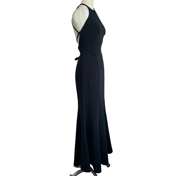 NOUVEAU Y2K Vintage‎ Black Exposed Trumpet Maxi Dress Size M - Image 2