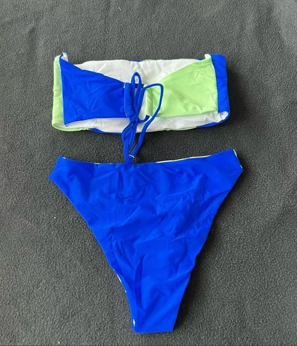Boutique Color block bandeaus bikini set - Image 4