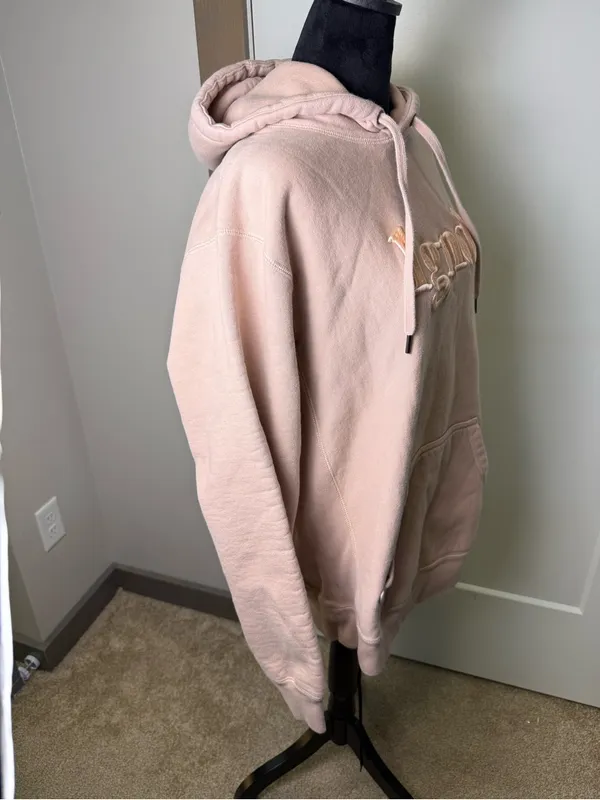LGND Supply Co. Womens Light Pink Heavyweight Hoodie Embroidered Logo Sweatshirt - Image 3