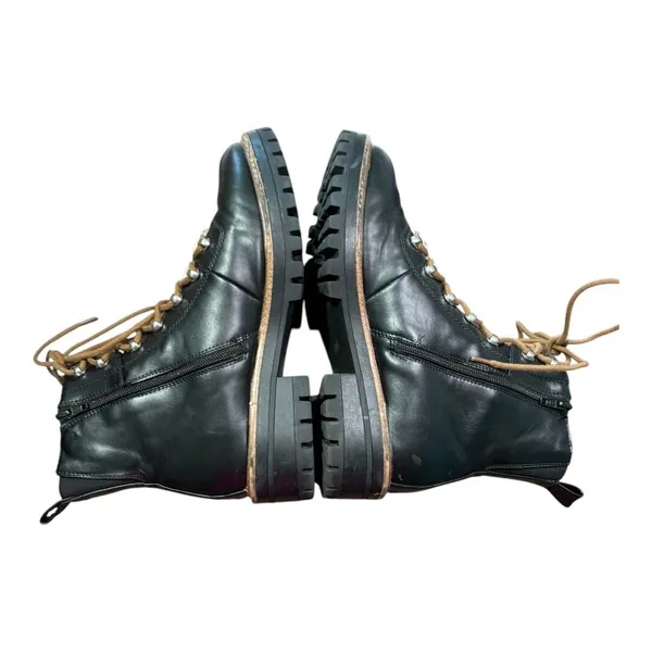 A New Day Combat Boots Womens 10 Black Faux Fur Trim Lug Sole Zipper Hiking Moto - Image 9