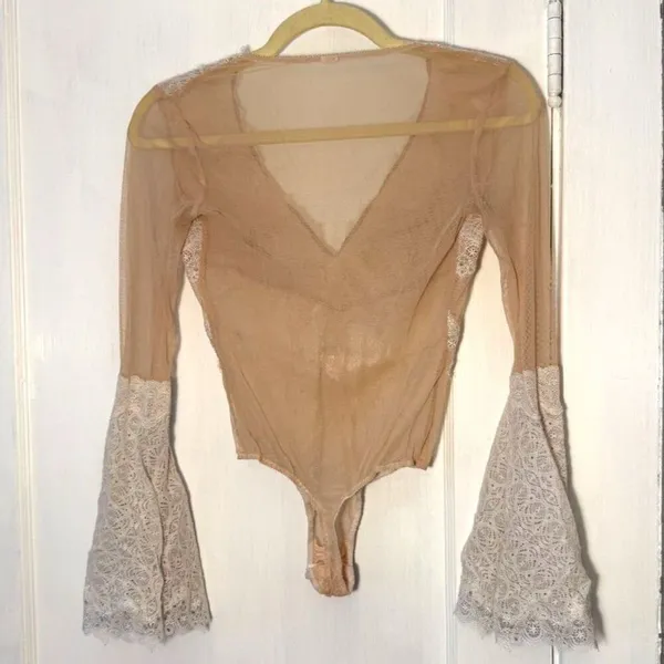 Victoria's Secret Nude Mesh White Lace Teddy Bodysuit - Image 2