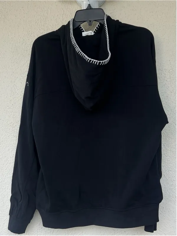 Lilysilk Seamflow Douceur Hoodie Black Medium Blanket Stitch Ribbed Cuff Soft - Image 8