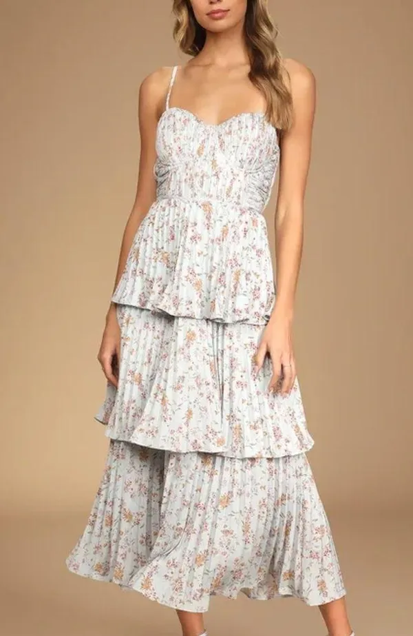 Lulus Floral Tiered Midi Dress - Image 2