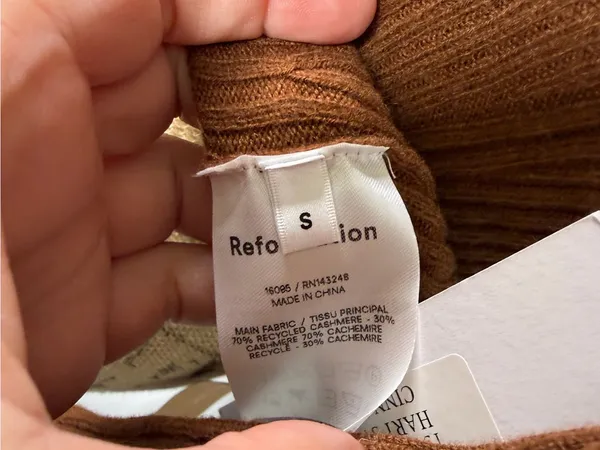 Reformation Hart Sweater Cinnamon Brown Cashmere Blend Size S NWT - Image 9